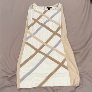 Chic Beige and White Women's Mini Dress